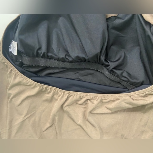 Venus Plus Size High Neck Flounce One-Piece Brown/Black Size 16 - Picture 7 of 11